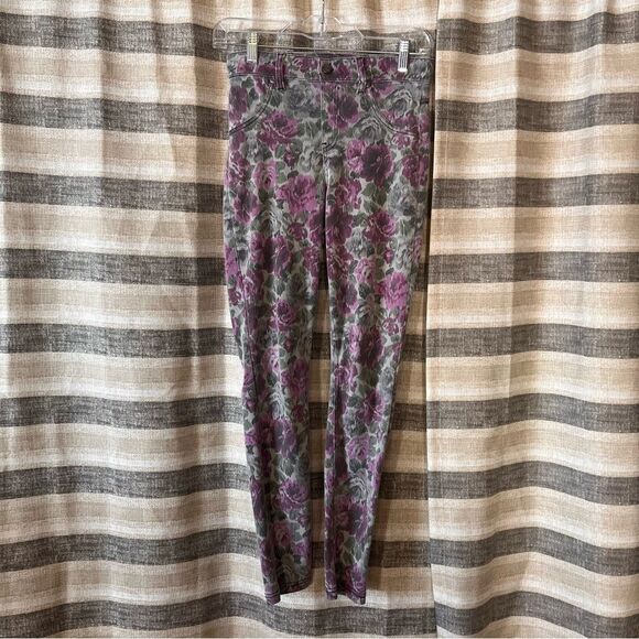 Hue Gray And‎ Purple Floral Jeggings Size Small - Picture 1 of 9
